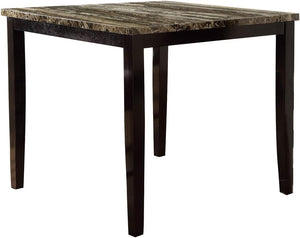 English Elm Dining Counter Height Table Faux Marble Top 42"x42" Dark Brown Frame Seats Four Stylishly Elegant B01157354