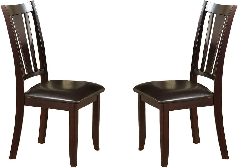 English Elm Simple Counter Height Chairs Set of 2 with Tufted Faux Leather Back Cushioned Seats Stylish Elegance Brown 40 L x 18 W x 12 H B01157357