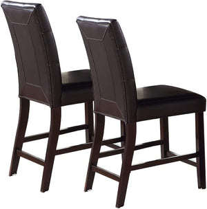 English Elm Simple Counter Height Chairs Set of 2 with Tufted Faux Leather Back Cushioned Seats Stylish Elegance Brown 18 L x 10 W x 41 H B01157355