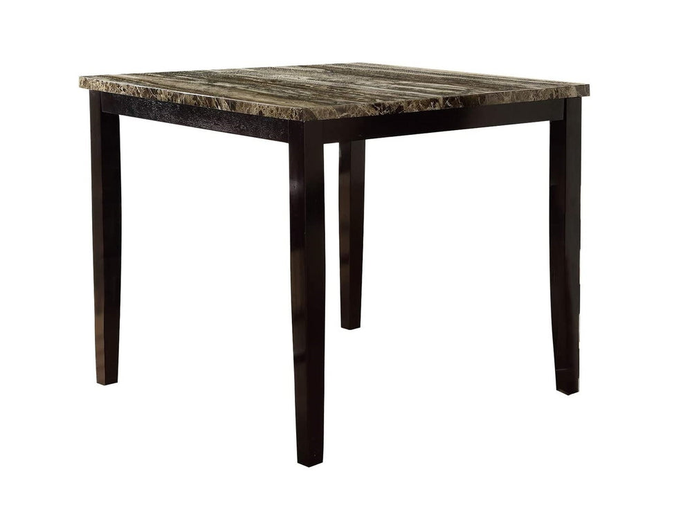 English Elm Dining Counter Height Table Faux Marble Top 42"x42" Dark Brown Frame Seats Four Stylishly Elegant B01157354