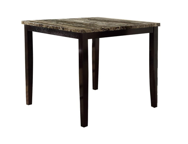 English Elm Dining Counter Height Table Faux Marble Top 42"x42" Dark Brown Frame Seats Four Stylishly Elegant B01157354