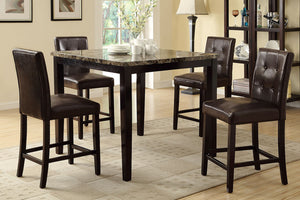 English Elm Dining Counter Height Table Faux Marble Top 42"x42" Dark Brown Frame Seats Four Stylishly Elegant B01157354