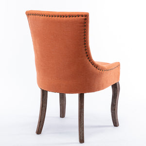 English Elm A&A Velvet Upholstered Wingback Barstools with Button Tufting, Wooden Legs & Chrome Nailhead Trim Orange W114343482