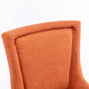 English Elm A&A Velvet Upholstered Wingback Barstools with Button Tufting, Wooden Legs & Chrome Nailhead Trim Orange W114343482