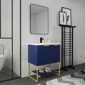English Elm 30 30 Inch Freestanding Bathroom Vanity With Resin Basin, Solid Hardwood Plywood, Durable Modern Design W999127125