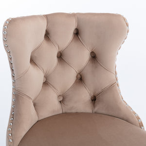 English Elm A&A Swivel Velvet Barstools with Adjustable 25–33" Height, Tufted Upholstery and Chrome Base Chic Comfort khaki W114351405