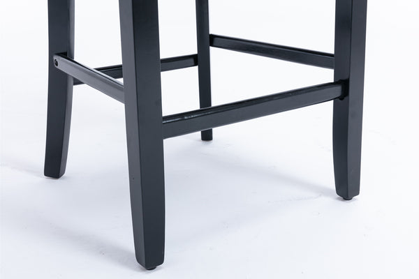 English Elm Contemporary Velvet Upholstered Barstool with Button Tufting, Solid Wood Frame, High-Rebound Foam Cushion and Chrome Nailhead Trim for Durable Comfort and Style Orange W1143P178194