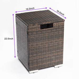 English Elm Outdoor Rectangle Propane Fire Pit Table with 40,000 BTU, Ceramic Tile Top, Wicker Body & Cover Included W853S00002