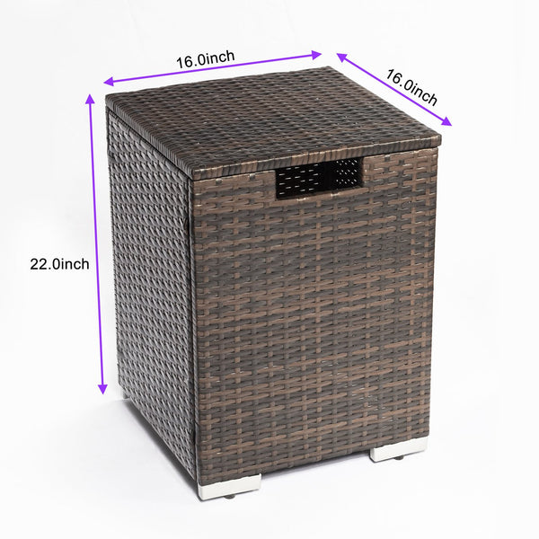 English Elm Outdoor Rectangle Propane Fire Pit Table with 40,000 BTU, Ceramic Tile Top, Wicker Body & Cover Included W853S00002