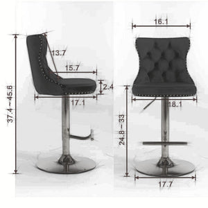 English Elm A&a Velvet Swivel Barstools Tufted Upholstered Seat Gold Base Adjustable Kitchen Pub Set Black W114349917