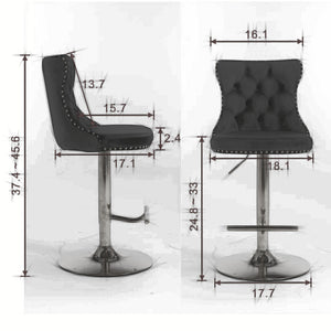 English Elm A&A Velvet Swivel Barstools Set Of 2 - Adjustable Height 25-33" For Kitchen & Home Bar, Blue Elegance W114383664