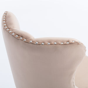 English Elm A&A Swivel Velvet Barstools with Adjustable 25–33" Height, Tufted Upholstery and Chrome Base Chic Comfort khaki W114351405