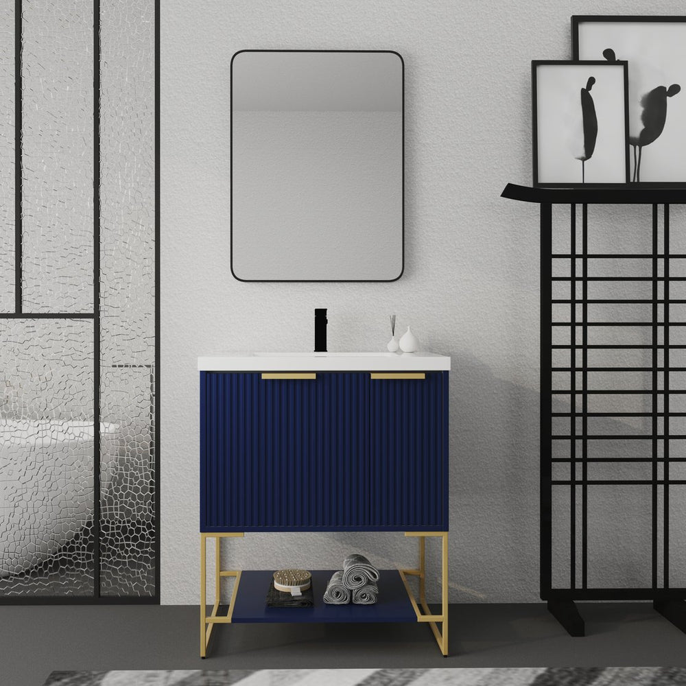 English Elm 30 30 Inch Freestanding Bathroom Vanity With Resin Basin, Solid Hardwood Plywood, Durable Modern Design W999127125