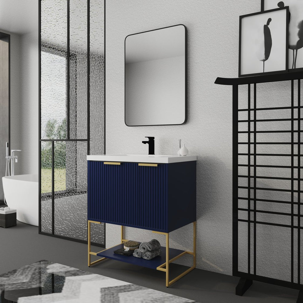English Elm 30 30 Inch Freestanding Bathroom Vanity With Resin Basin, Solid Hardwood Plywood, Durable Modern Design W999127125
