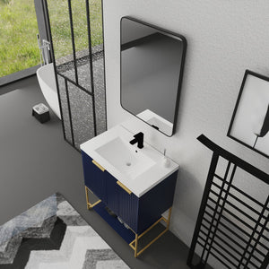 English Elm 30 30 Inch Freestanding Bathroom Vanity With Resin Basin, Solid Hardwood Plywood, Durable Modern Design W999127125