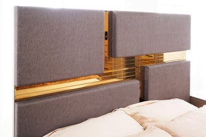 English Elm Lorenzo Queen 4 Pc Bedroom Set - Modern Luxury With Tufted Headboard, Gold Accents & Storage Solutions B009S01889