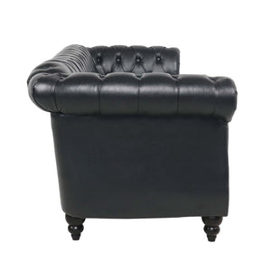 English Elm 3 Piece Pu Leather Living Room Set with Stud Trim and Pocket Spring Cushions W680S00001