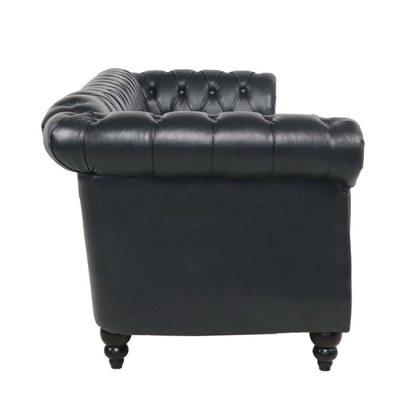 English Elm 3 Piece Pu Leather Living Room Set with Stud Trim and Pocket Spring Cushions W680S00001