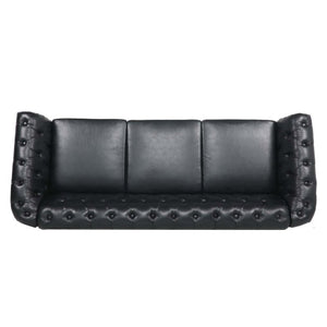 English Elm 3 Piece Pu Leather Living Room Set with Stud Trim and Pocket Spring Cushions W680S00001