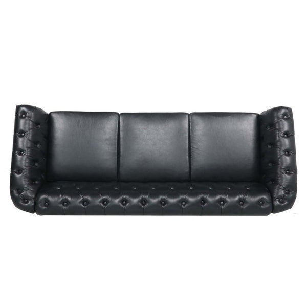 English Elm 3 Piece Pu Leather Living Room Set with Stud Trim and Pocket Spring Cushions W680S00001