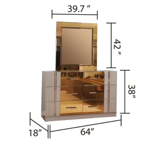 English Elm Lorenzo Queen 5-Piece Bedroom Set: Modern Upholstered Design With Gold Accents & Ample Storage B009S01892