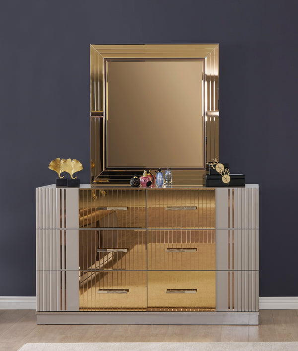 English Elm Lorenzo King 4 Pc Bedroom Set: Modern Luxury In Solid Wood With Gold Accents & Tufted Headboard B009S01883