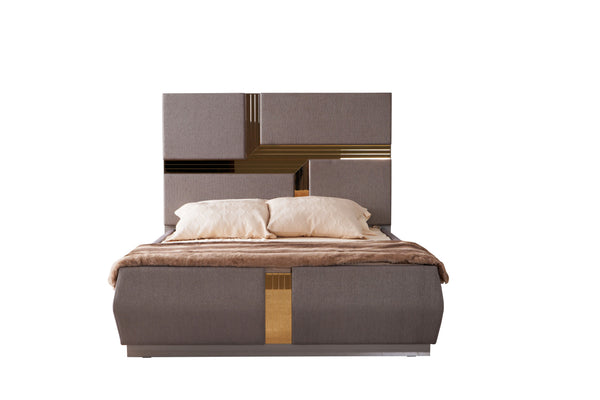 English Elm Lorenzo Queen 4 Pc Bedroom Set - Modern Luxury With Tufted Headboard, Gold Accents & Storage Solutions B009S01889