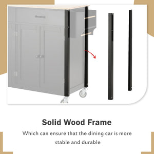 English Elm Kitchen Island Cart Solid Wood Top Four Door Cabinet Spice Towel Rack Locking Casters WF286911AAB
