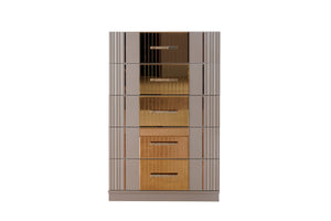 English Elm Lorenzo Queen 5-Piece Bedroom Set: Modern Upholstered Design With Gold Accents & Ample Storage B009S01892