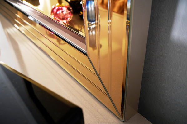 English Elm Lorenzo Modern 6-Drawer Dresser in Gray with Bronze Mirror Accents, Metal Handles, 64"W x 38"H B00957544