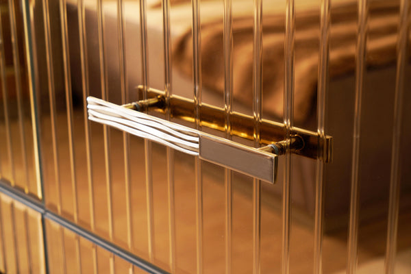 English Elm Lorenzo Modern 6-Drawer Dresser in Gray with Bronze Mirror Accents, Metal Handles, 64"W x 38"H B00957544