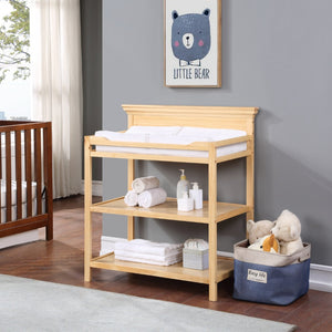 English Elm Universal Nursery Changing Table with Open Shelves and Four Sided Safety Rail Natural B02257242