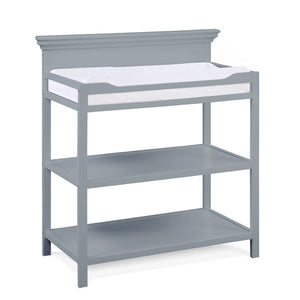 English Elm Universal Nursery Changing Table with Open Shelves and Four Sided Safety Rail Gray B02257241