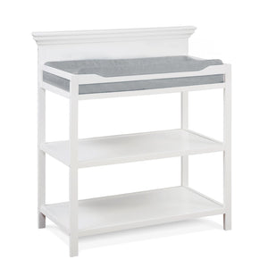 English Elm Universal Nursery Changing Table with Open Shelves and Four Sided Safety Rail White B02257243