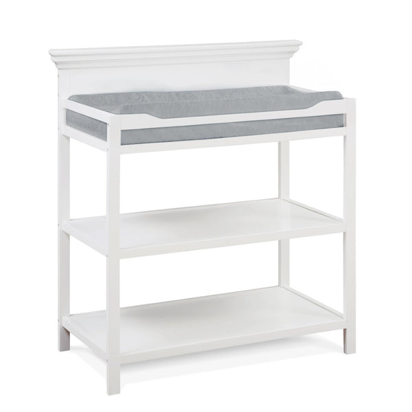 English Elm Universal Nursery Changing Table with Open Shelves and Four Sided Safety Rail White B02257243