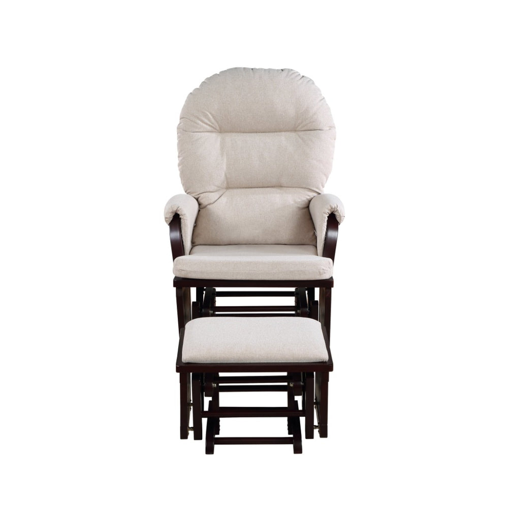 English Elm Madison Glider and Ottoman Set Two Tone Frame Nursery Rocker with Padded Seat B02257235