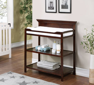 English Elm Universal Nursery Changing Table with Open Shelves and Safety Rails Espresso Finish B02257240