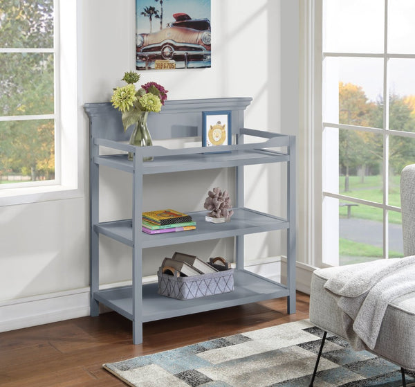 English Elm Universal Nursery Changing Table with Open Shelves and Four Sided Safety Rail Gray B02257241