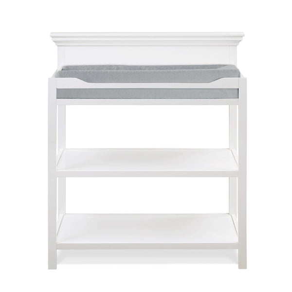 English Elm Universal Nursery Changing Table with Open Shelves and Four Sided Safety Rail White B02257243
