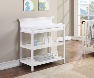 English Elm Universal Nursery Changing Table with Open Shelves and Four Sided Safety Rail White B02257243