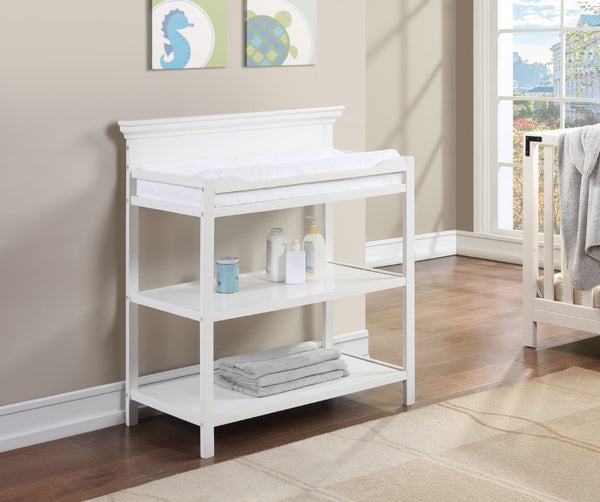 English Elm Universal Nursery Changing Table with Open Shelves and Four Sided Safety Rail White B02257243