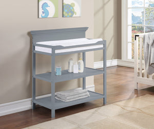 English Elm Universal Nursery Changing Table with Open Shelves and Four Sided Safety Rail Gray B02257241