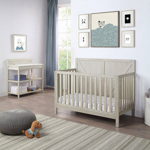 English Elm Barnside Convertible Crib Industrial Farmhouse Style Grows with Your Child B02257229