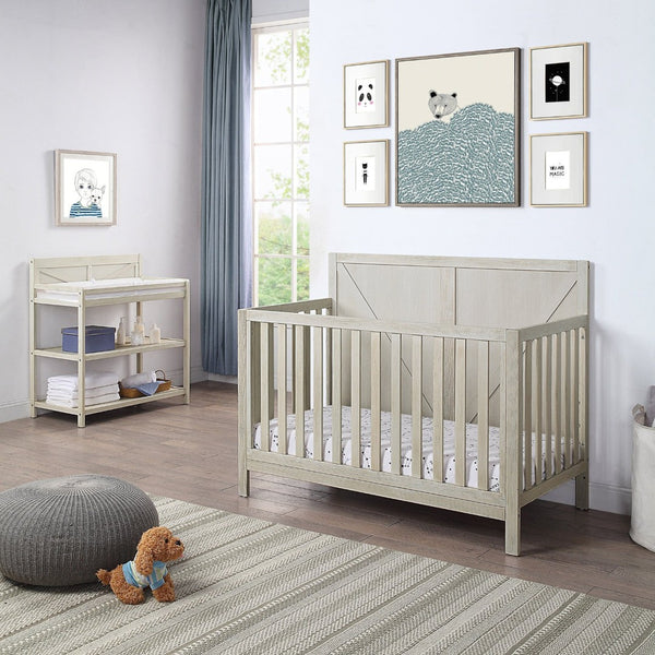 English Elm Barnside Convertible Crib Industrial Farmhouse Style Grows with Your Child B02257229