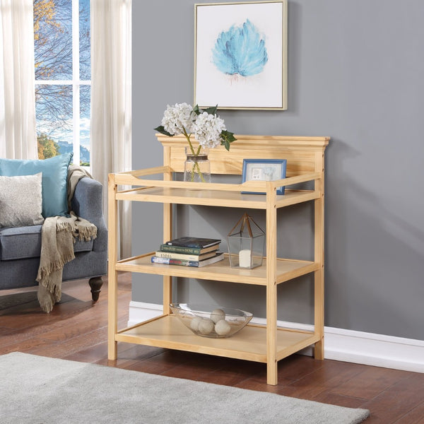 English Elm Universal Nursery Changing Table with Open Shelves and Four Sided Safety Rail Natural B02257242