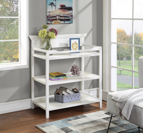 English Elm Universal Nursery Changing Table with Open Shelves and Four Sided Safety Rail White B02257243