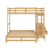 Hearth and Haven Twin over Full Bunk Bed with Built-in Desk and Three Drawers, Natural SM000709AAD