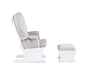 English Elm Madison Glider Ottoman Set Woven Fabric White Frame Nursery Accent Seating B02257234
