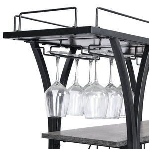 English Elm Industrial Metal Bar Cart with Rolling Casters Three Open Shelves for Home Entertaining W82151001