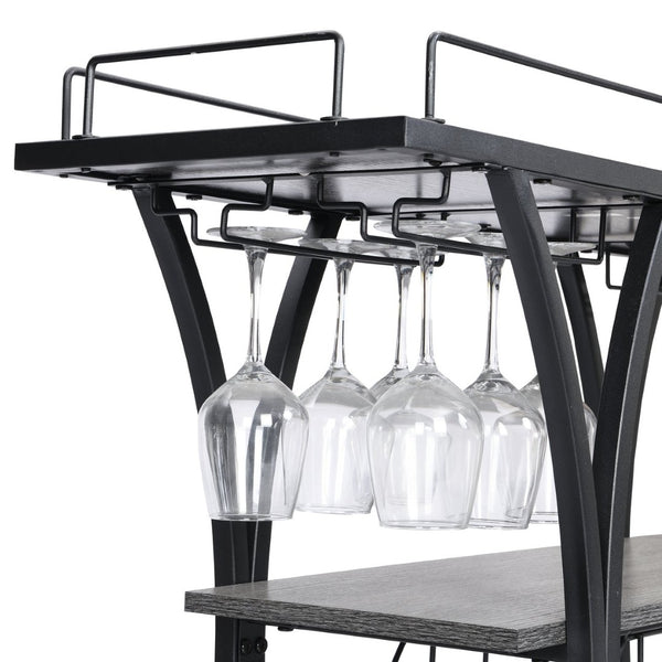English Elm Industrial Metal Bar Cart with Rolling Casters Three Open Shelves for Home Entertaining W82151001